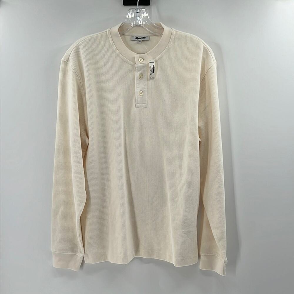 Madewell Men's Textured Long-Sleeve Henley Tee - Cream - Small - New with tags